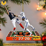 Cincinnati Bengals beat Dallas Cowboys Christmas Ornaments