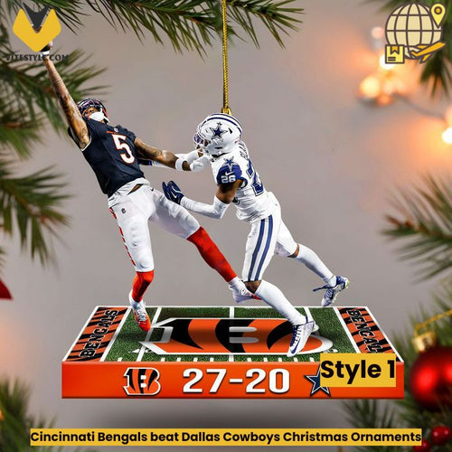 Cincinnati Bengals beat Dallas Cowboys Christmas Ornaments