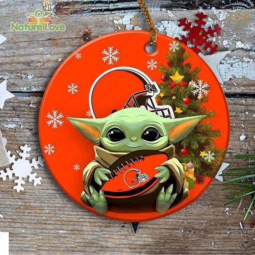 Cleveland Browns Baby Yoda Ornament Christmas Tree Decorations NFL Gifts