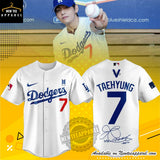 Custom Kim Taehyung Bts La Dodgers Baseball Jersey