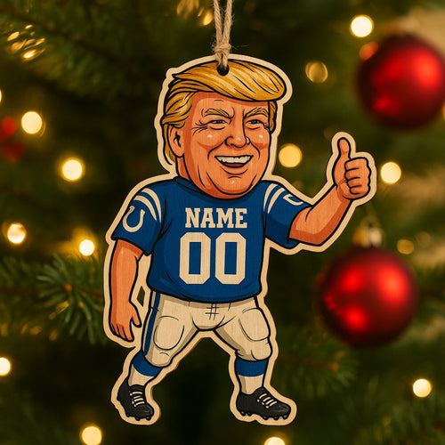 Donald Trump Indianapolis Colts 2026 Christmas Wooden Ornament