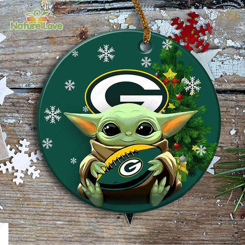 Green Bay Packers Baby Yoda Ornament Christmas Tree Decorations NFL Gifts