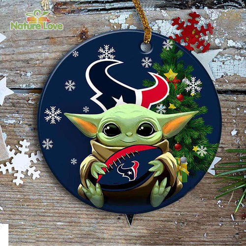 Houston Texans Baby Yoda Ornament Christmas Tree Decorations NFL Gifts