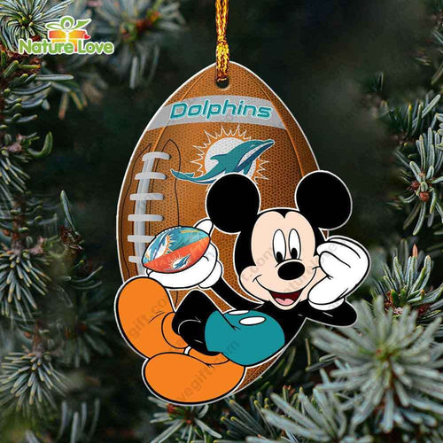 Miami Dolphins Mickey Mouse Ornament Disney Christmas Decorations