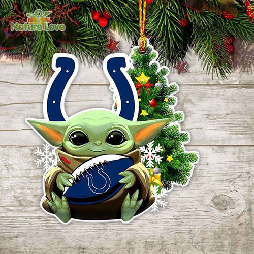 NFL Indianapolis Colts Baby Yoda Christmas Ornament Xmas Tree Decoration