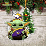 NFL Minnesota Vikings Baby Yoda Christmas Ornament Xmas Tree Decoration