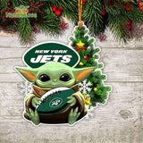 NFL New York Jets Baby Yoda Christmas Ornament Xmas Tree Decoration