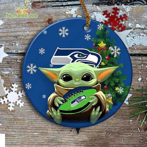 Seattle Seahawks Baby Yoda Ornament Christmas Tree Decorations NFL Gifts