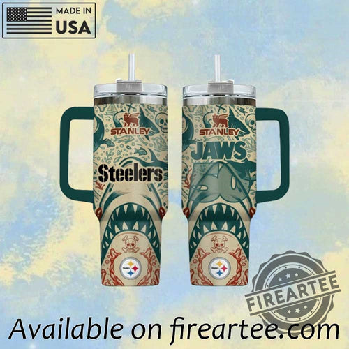 Steelers Nfl Jaws 50Th Anniversary Stanley Tumbler Shark Movie Mug With Handle