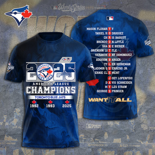 Toronto Blue Jays 2025 American League Champions 3D Apparel β TANTN17971