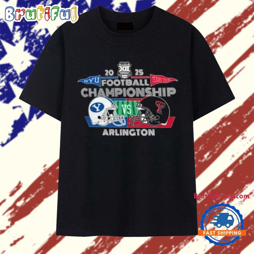 BYU Cougars Vs Texas Tech Red Raiders 2025 Big 12 Football Championship Bound Dueling Helmets T Shirt