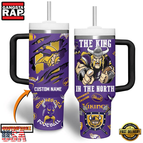 NFL Custom Name Minnesota Vikings Tumbler 40oz With Handle