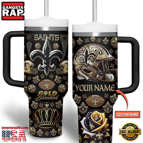 NFL Custom Name New Orleans Saints Tumbler 40oz With Handle