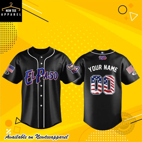 El Paso Chihuahuas Celebrating 4th of July 2026 250th Personalized Baseball Jersey