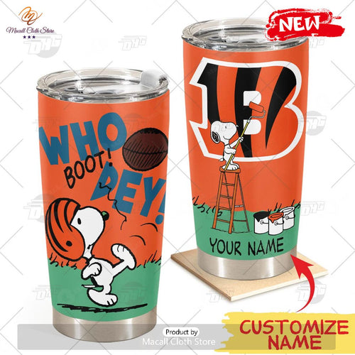 HOT Personalize NFL Cincinnati Bengals Snoopy Stainless Steel Tumbler