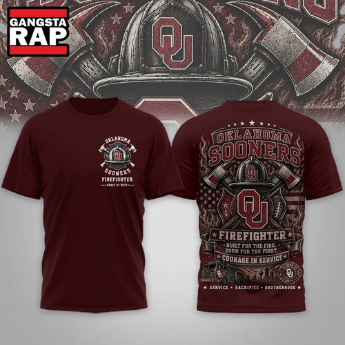 Oklahoma Sooners 2026 NCAA Firefighter Built for the Fire 3D Shirt Hoodie T-Shirt