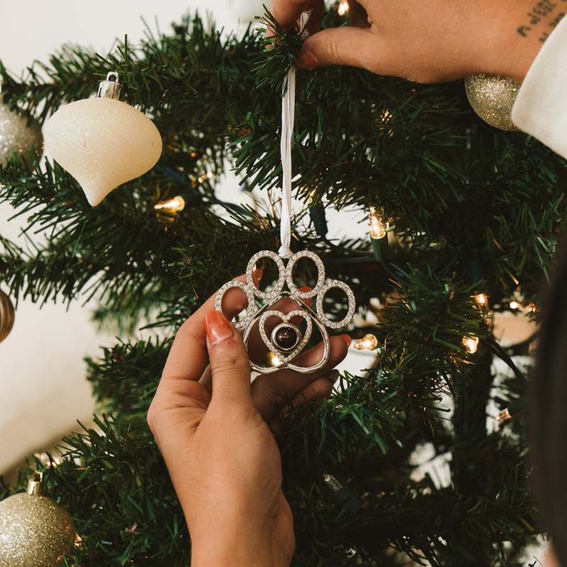 Custom Photo Candy Cane Projection Ornament - Personalized Christmas Decoration Gifts