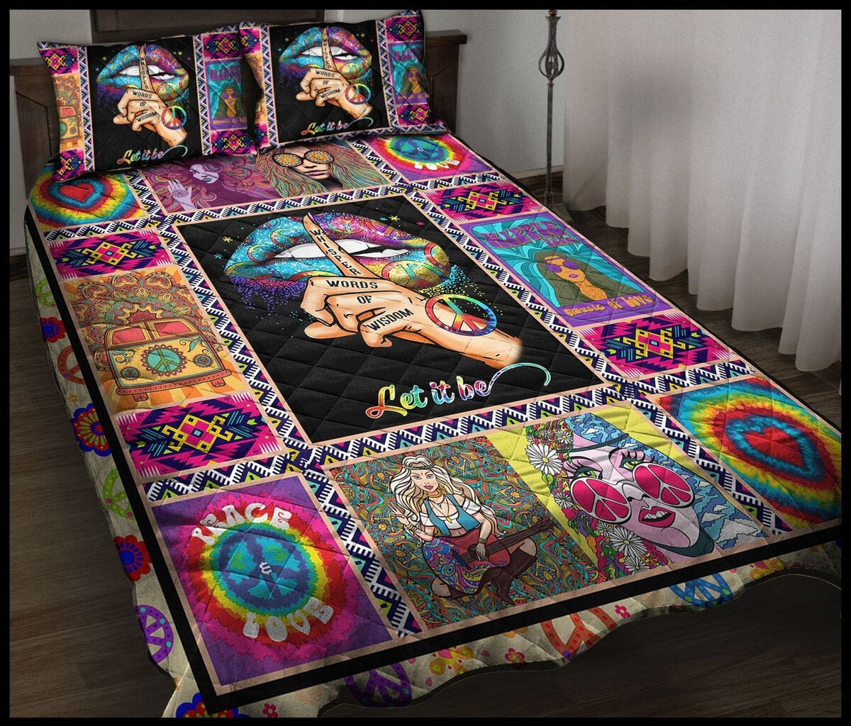 Hippie Quilt Bedding Set - Color Energy Quilted Design