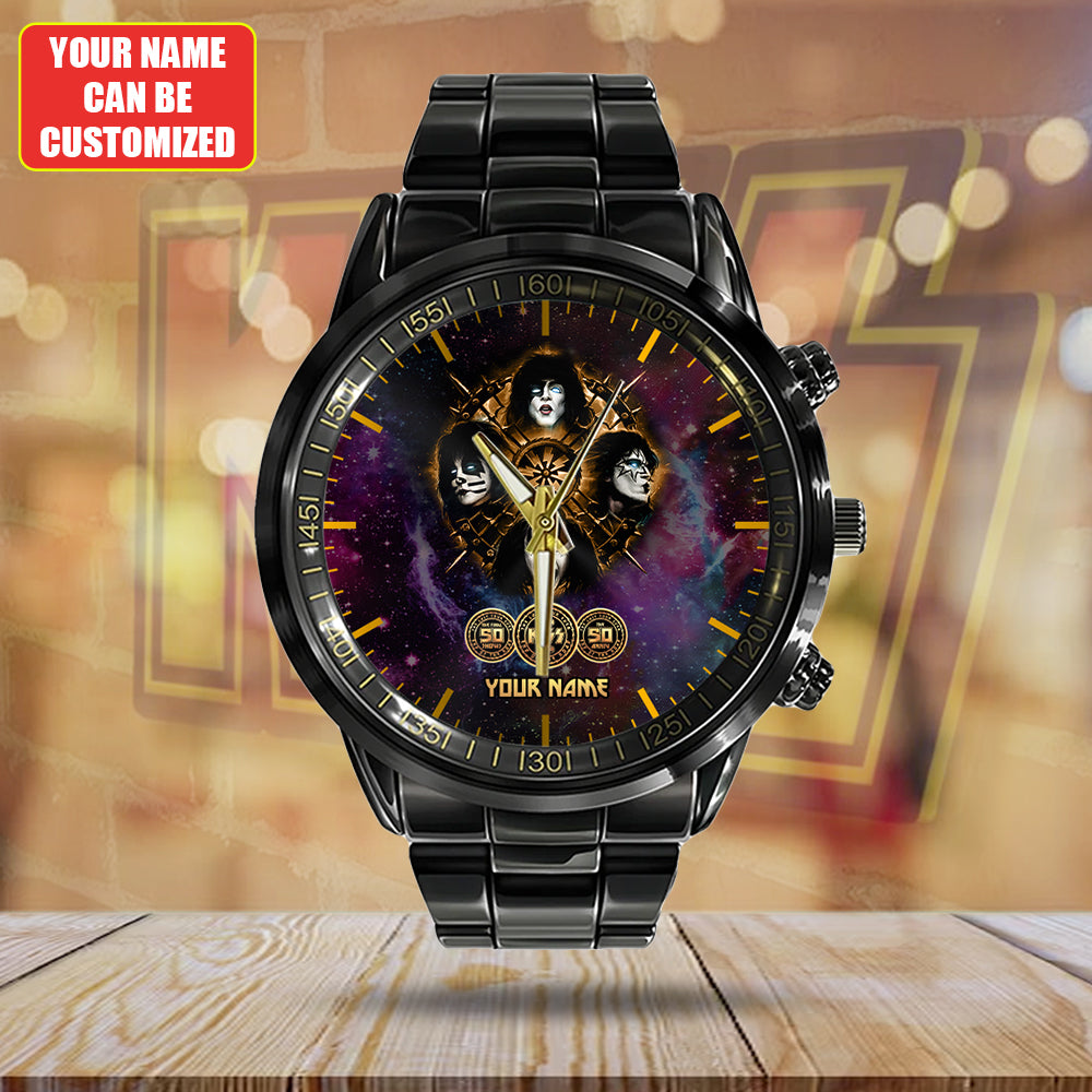 Personalized KISS Black Stainless Steel Watch - HUANNM 4877