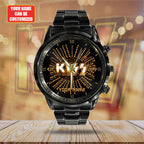 Personalized KISS Black Stainless Steel Watch - HUANNM 4879
