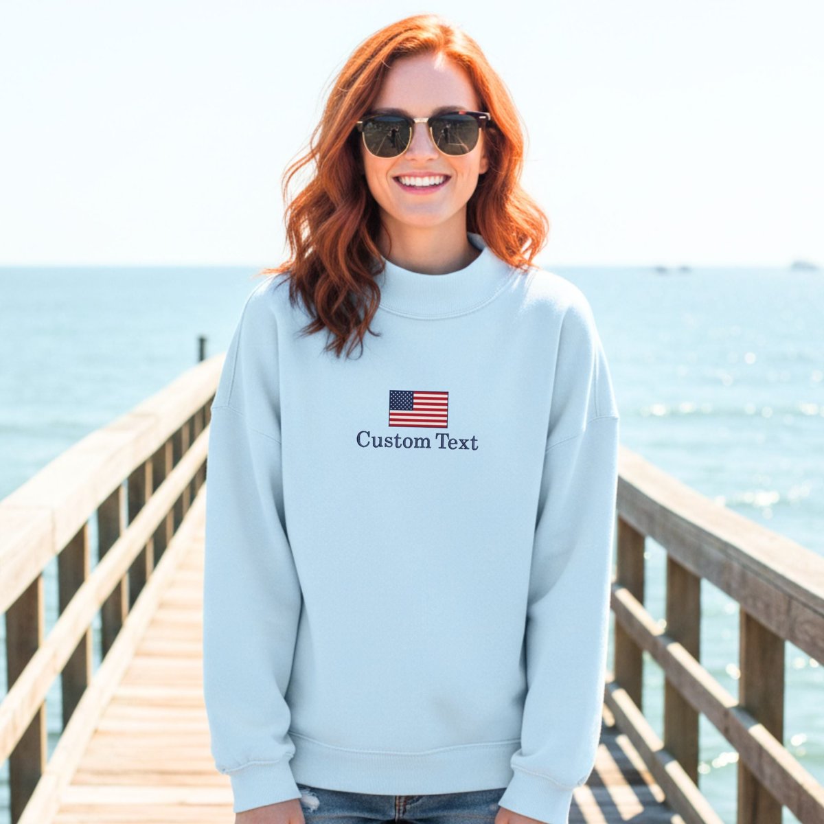 Custom USA Embroidered Juliet Mockneck Sweatshirt