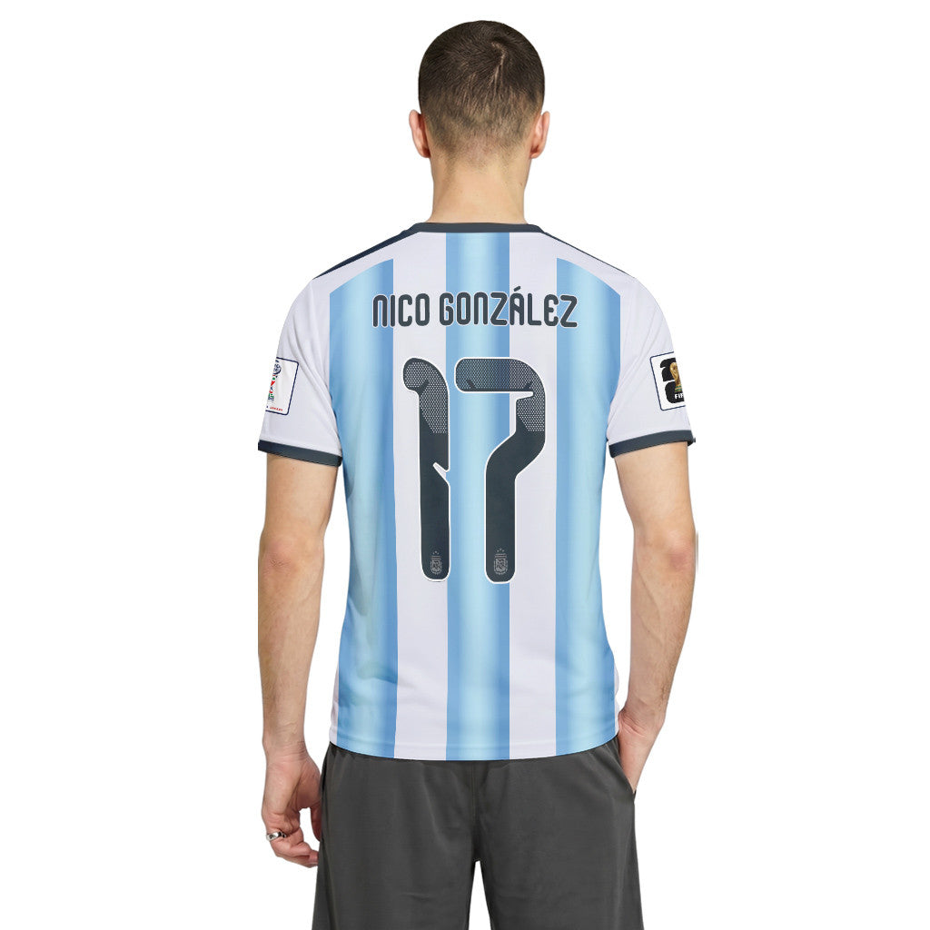 Nico Gonz?lez 17 AOP T-Shirt 2026 World Cup Argentina Home