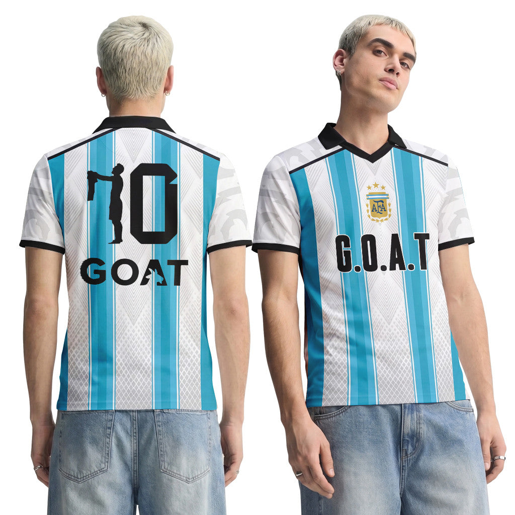 Messi 10 GOAT Edition 3D V-Neck Polo Shirt Argentina World Cup 2026