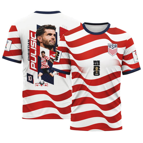 Christian Pulisic 10 USA World Cup 2026 Stripe AOP T-Shirt