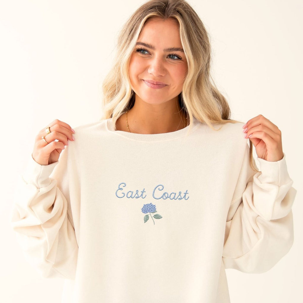 Embroidered East Coast Hydrangea Crewneck Sweatshirt