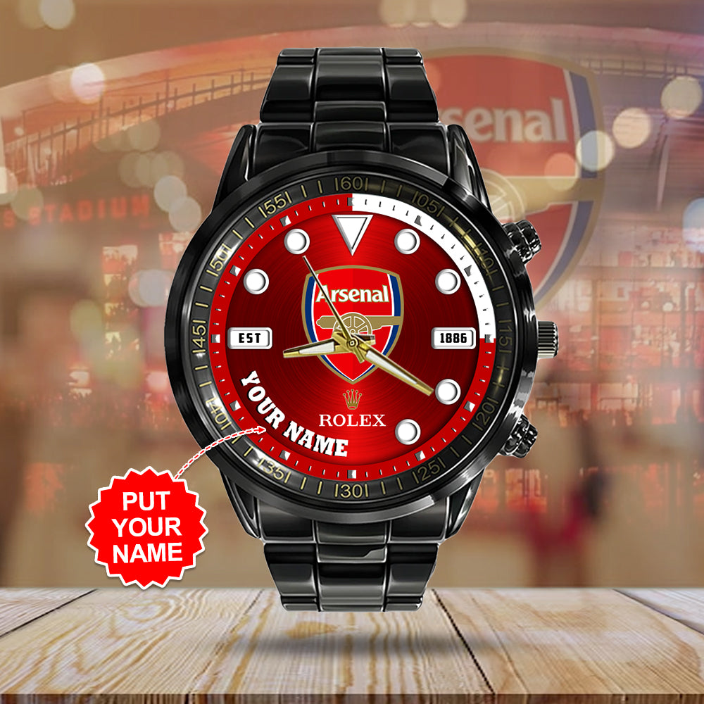 Personalized Arsenal FC x Rolex Black Stainless Steel Watch - MAITM8425