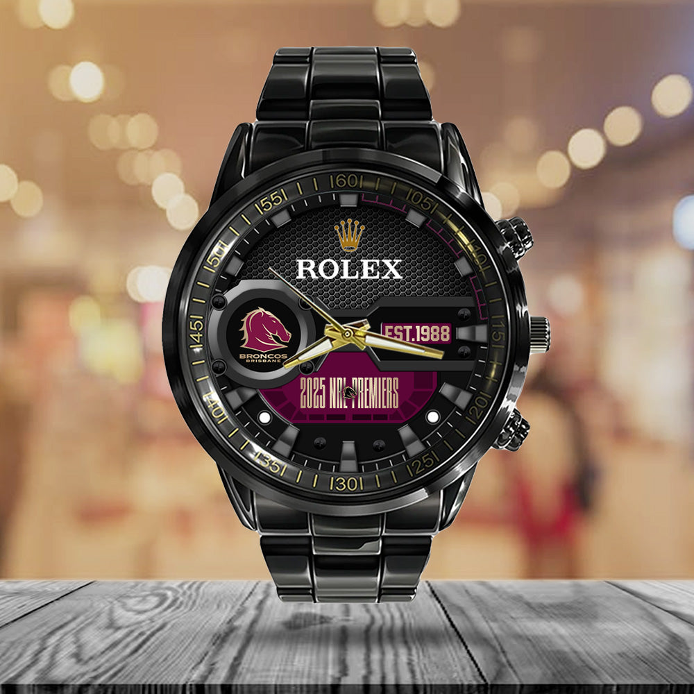 Brisbane Broncos x Rolex 2025 Premiers Black Stainless Steel Watch - MAITM13199
