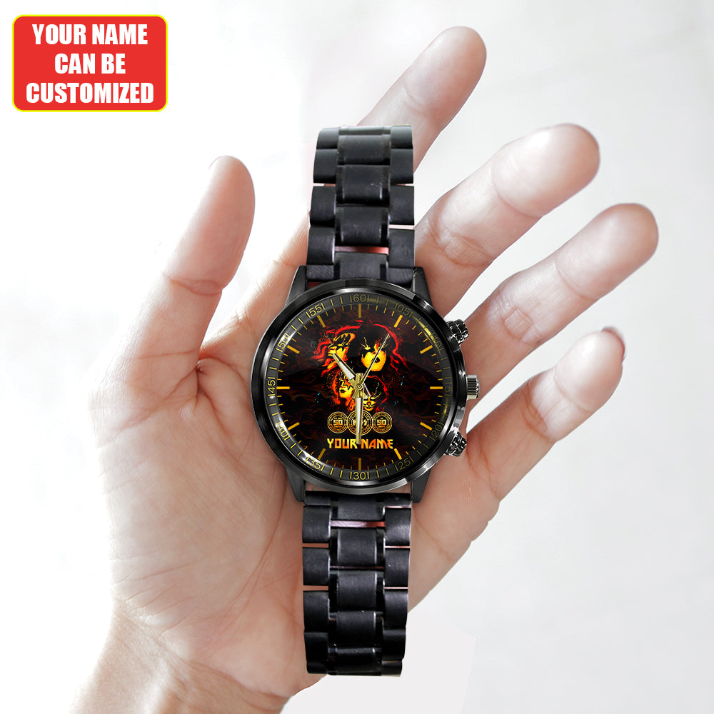 Personalized KISS Black Stainless Steel Watch - HUANNM 4876