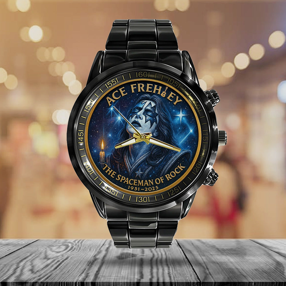 KISS x Ace Frehley Black Stainless Steel Watch - MAITM13472
