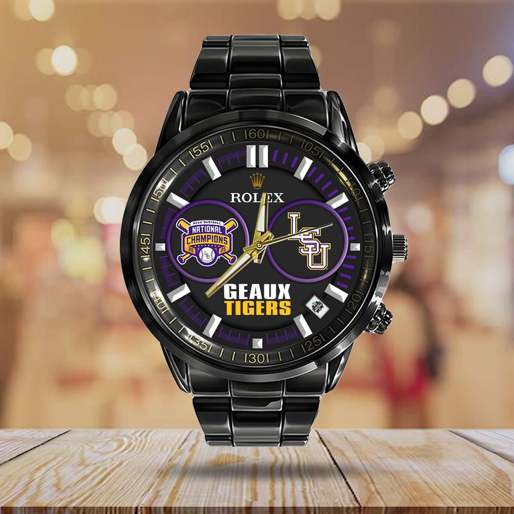 LSU Tigers Baseball 2025 National Champions x Rolex Black Stainless Steel Watch - MAITM 11846