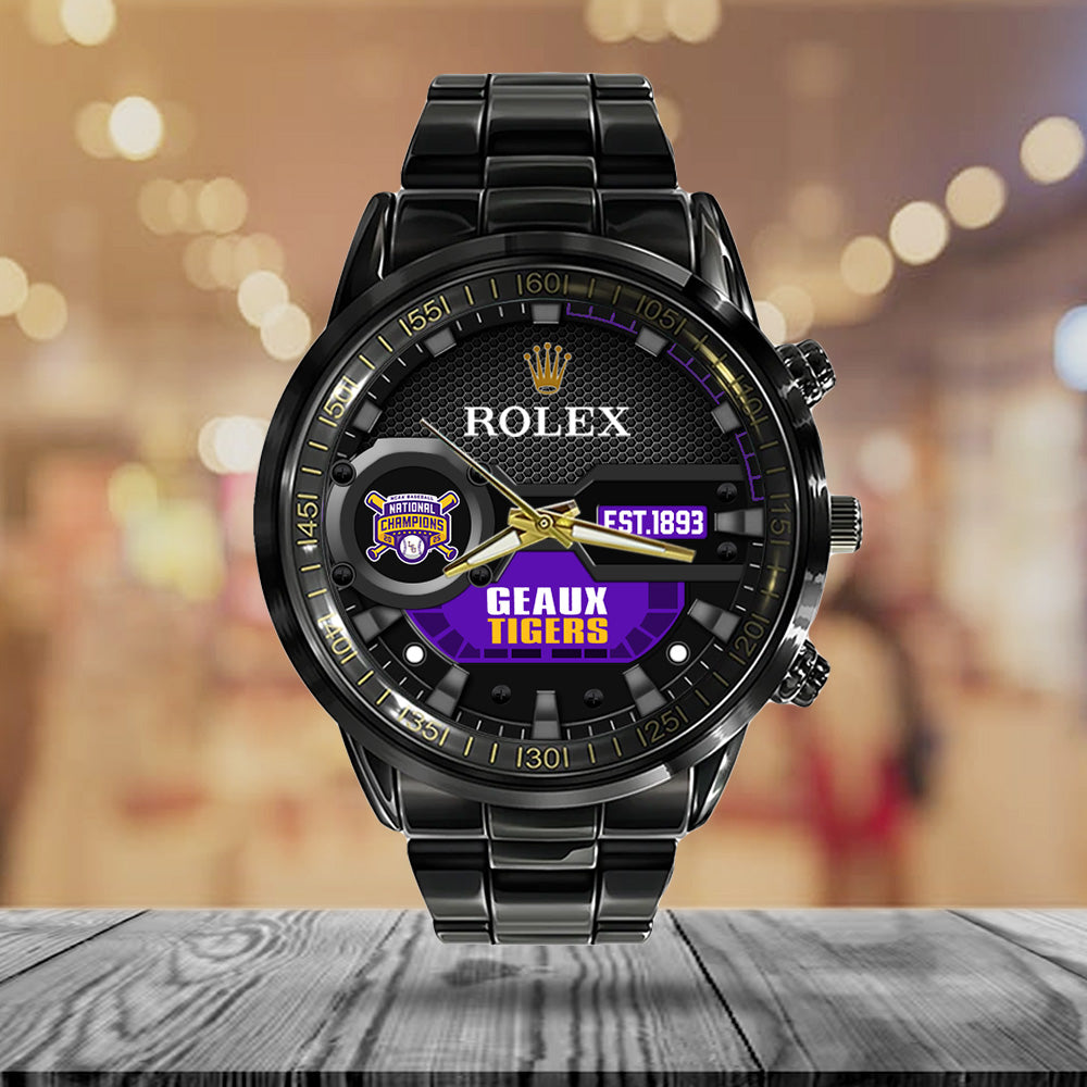LSU Tigers Baseball 2025 National Champions x Rolex Black Stainless Steel Watch - MAITM 11899