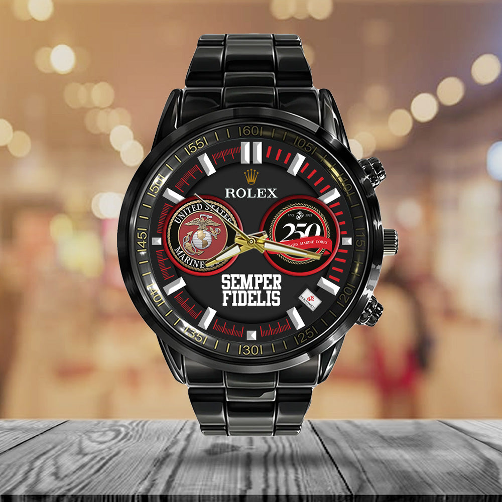 US Marine Corps x Rolex Black Stainless Steel Watch - MAITM 12170