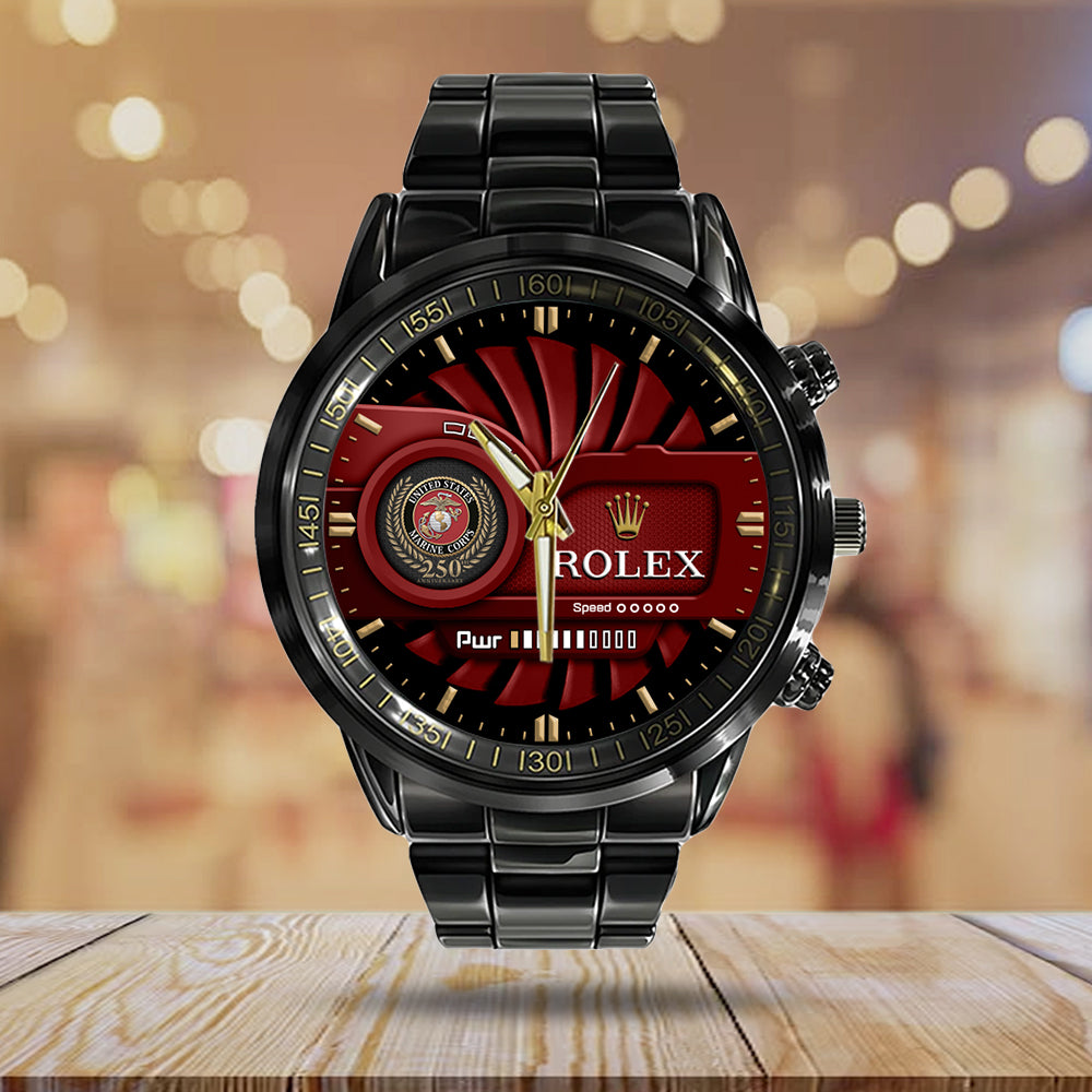 US Marine Corps x Rolex Black Stainless Steel Watch - MAITM 12175