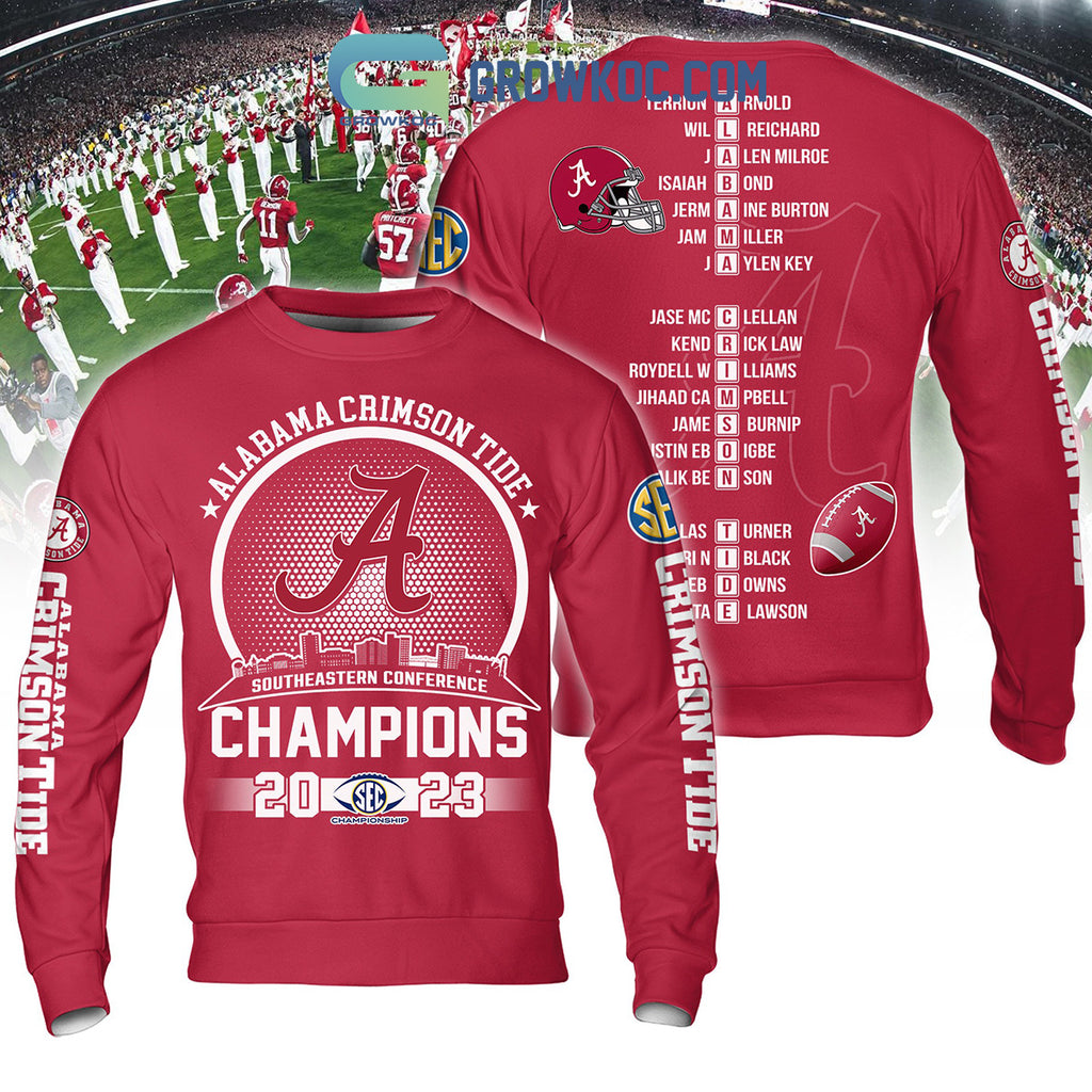 2023 Alabama Crimson Tide Southeastern Conference Champions Red Design Hoodie Shirts