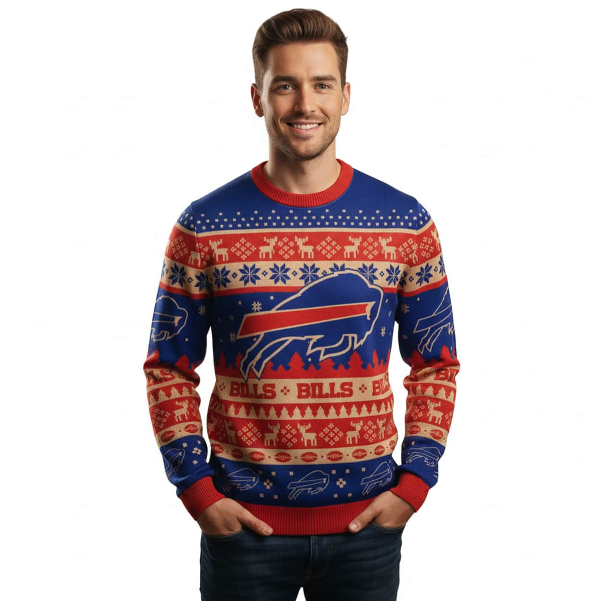 2025 Bills Holiday Touchdown Ugly Christmas Sweater