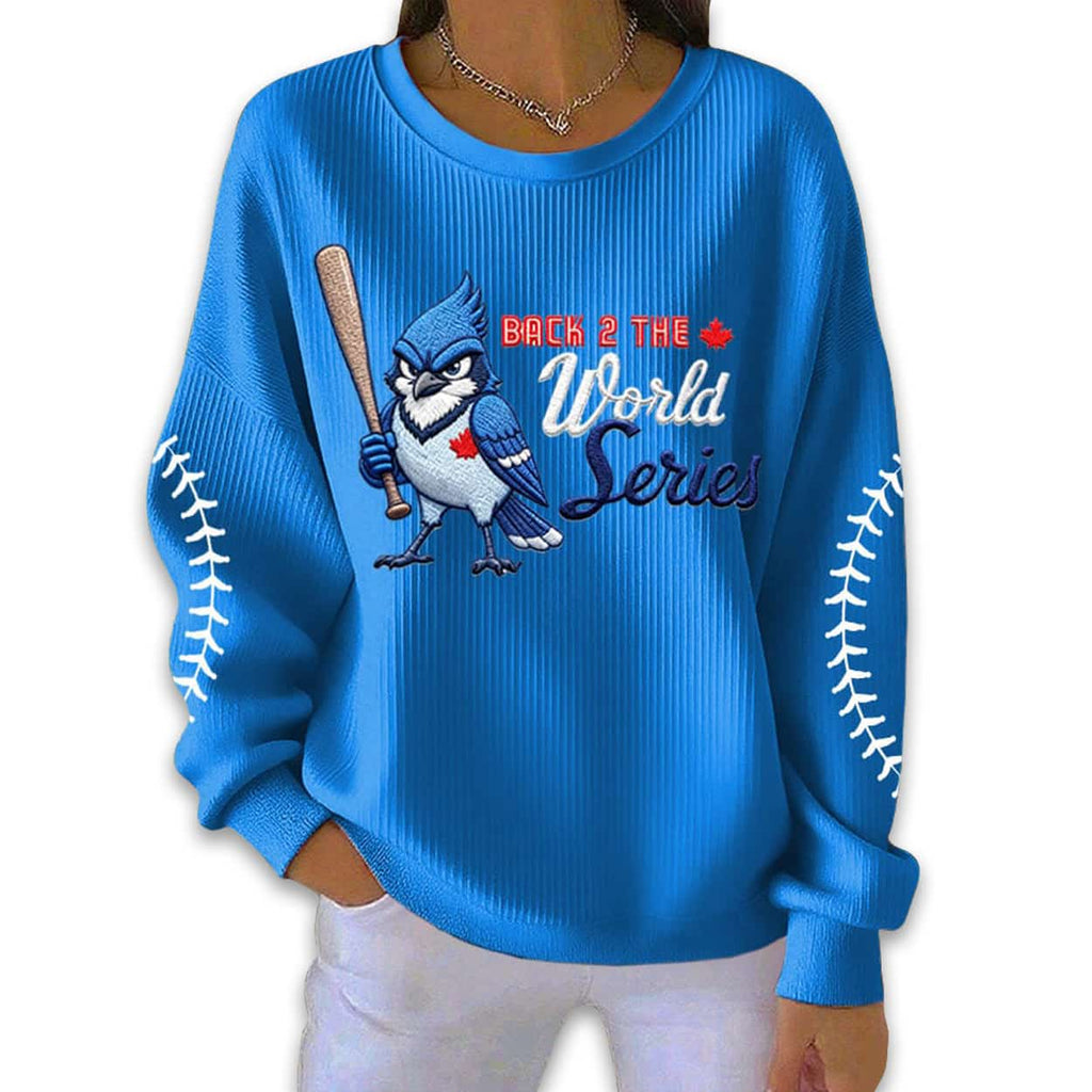 2025 Blue Jays Back 2 The World Series Pit Striped Sweatshirt