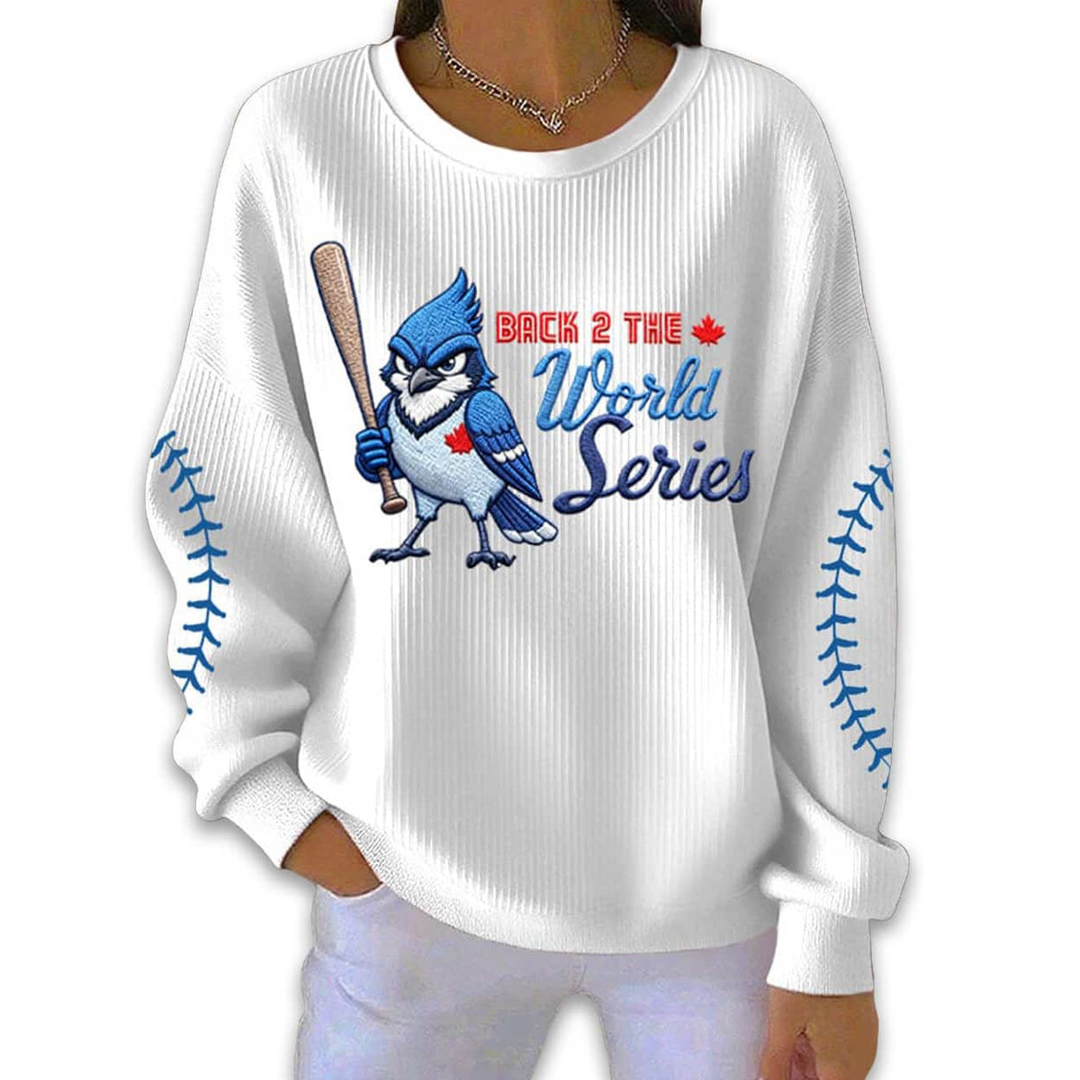 2025 Blue Jays Back 2 The World Series Pit Striped Sweatshirt