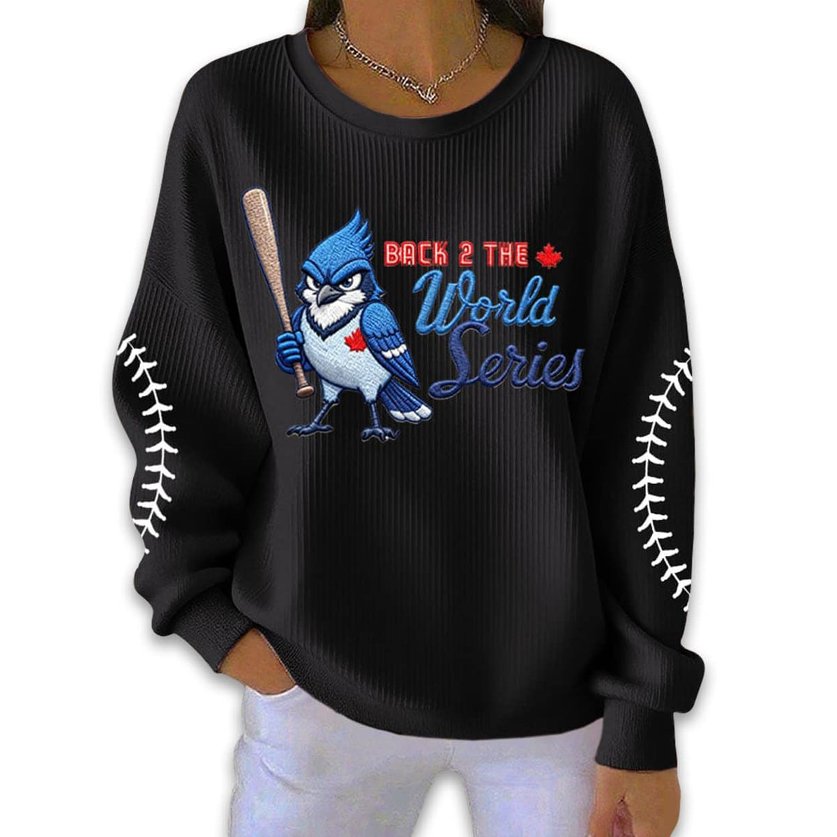 2025 Blue Jays Back 2 The World Series Pit Striped Sweatshirt