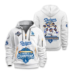 2025 Dodgers Back 2 Back World Series Champions Hoodie Half Zipper