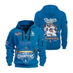 2025 Dodgers Back 2 Back World Series Champions Hoodie Half Zipper