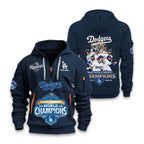 2025 Dodgers Back 2 Back World Series Champions Hoodie Half Zipper