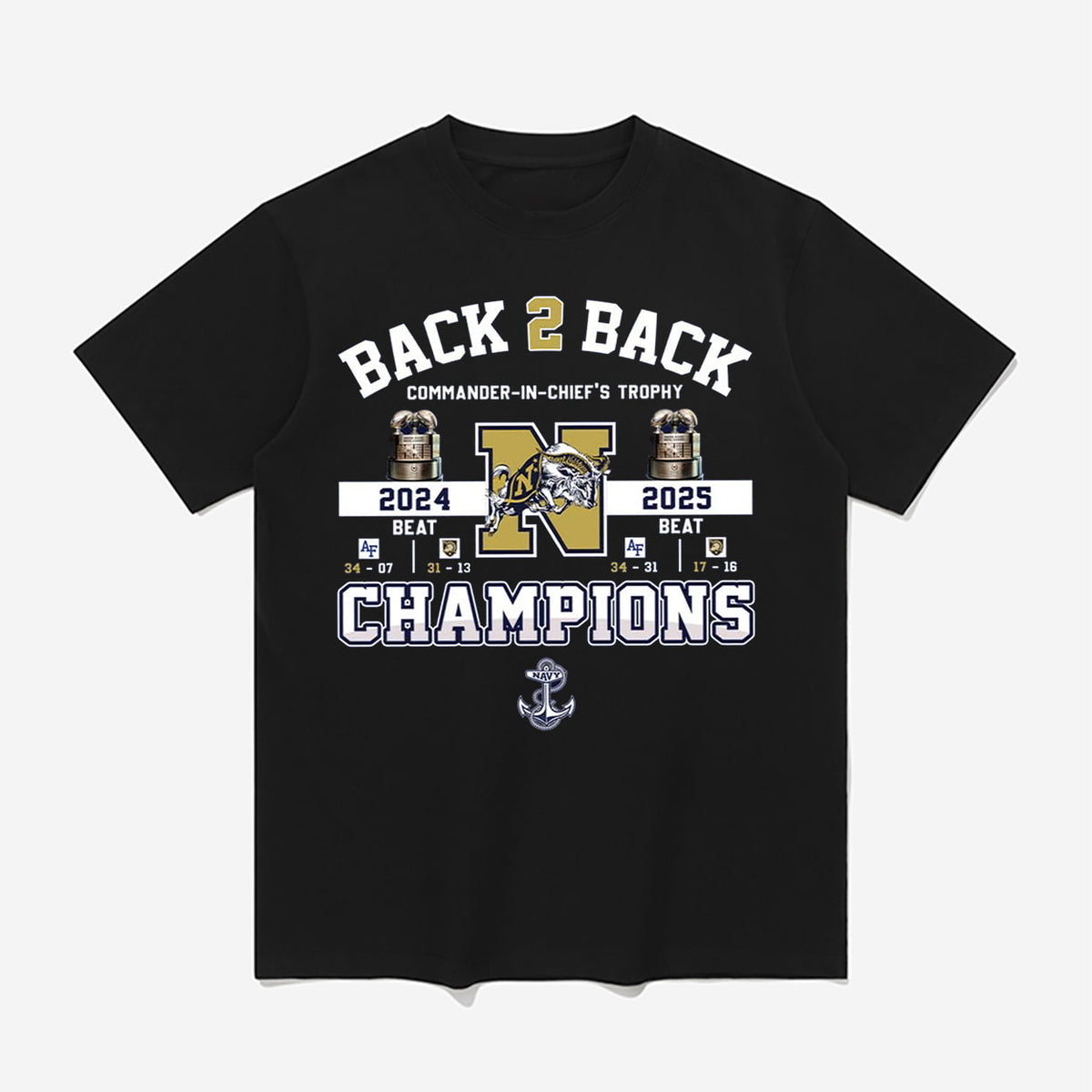 2025 Navy Midshipmen B2B Commander-in-Chief’s Trophy Champs Shirt