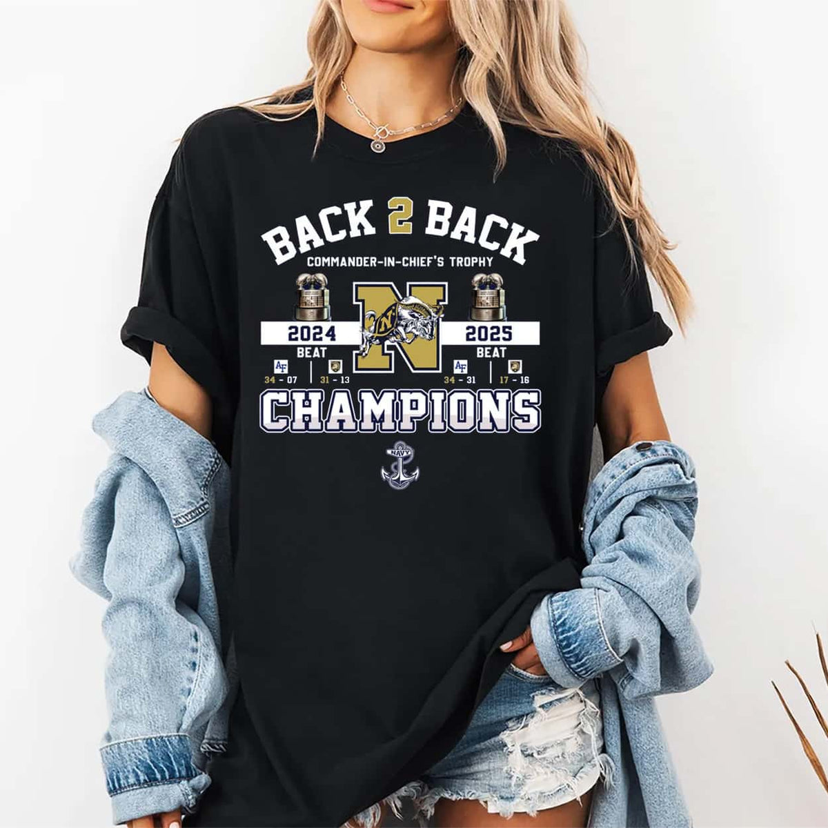 2025 Navy Midshipmen B2B Commander-in-Chief’s Trophy Champs Shirt
