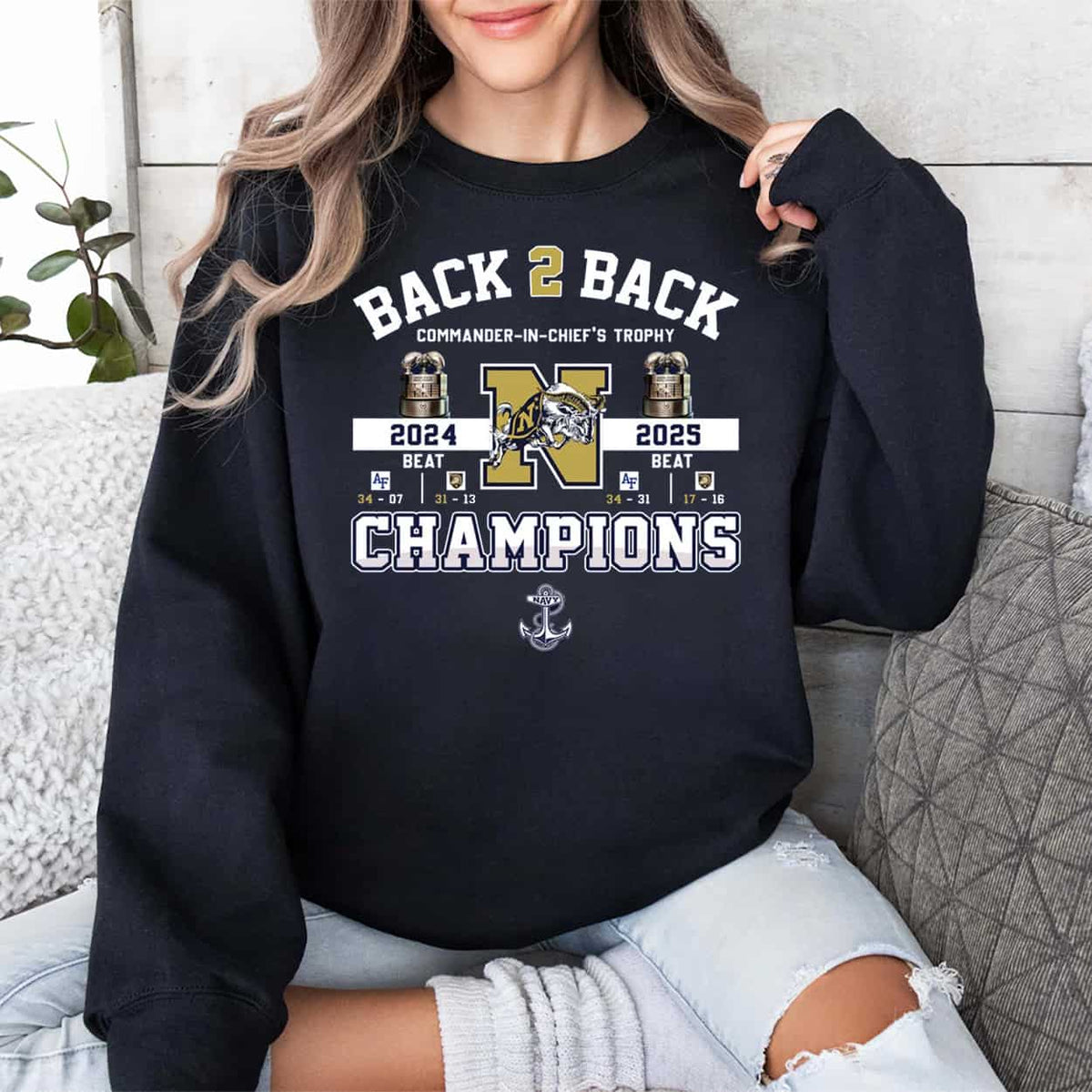 2025 Navy Midshipmen B2B Commander-in-Chief’s Trophy Champs Shirt