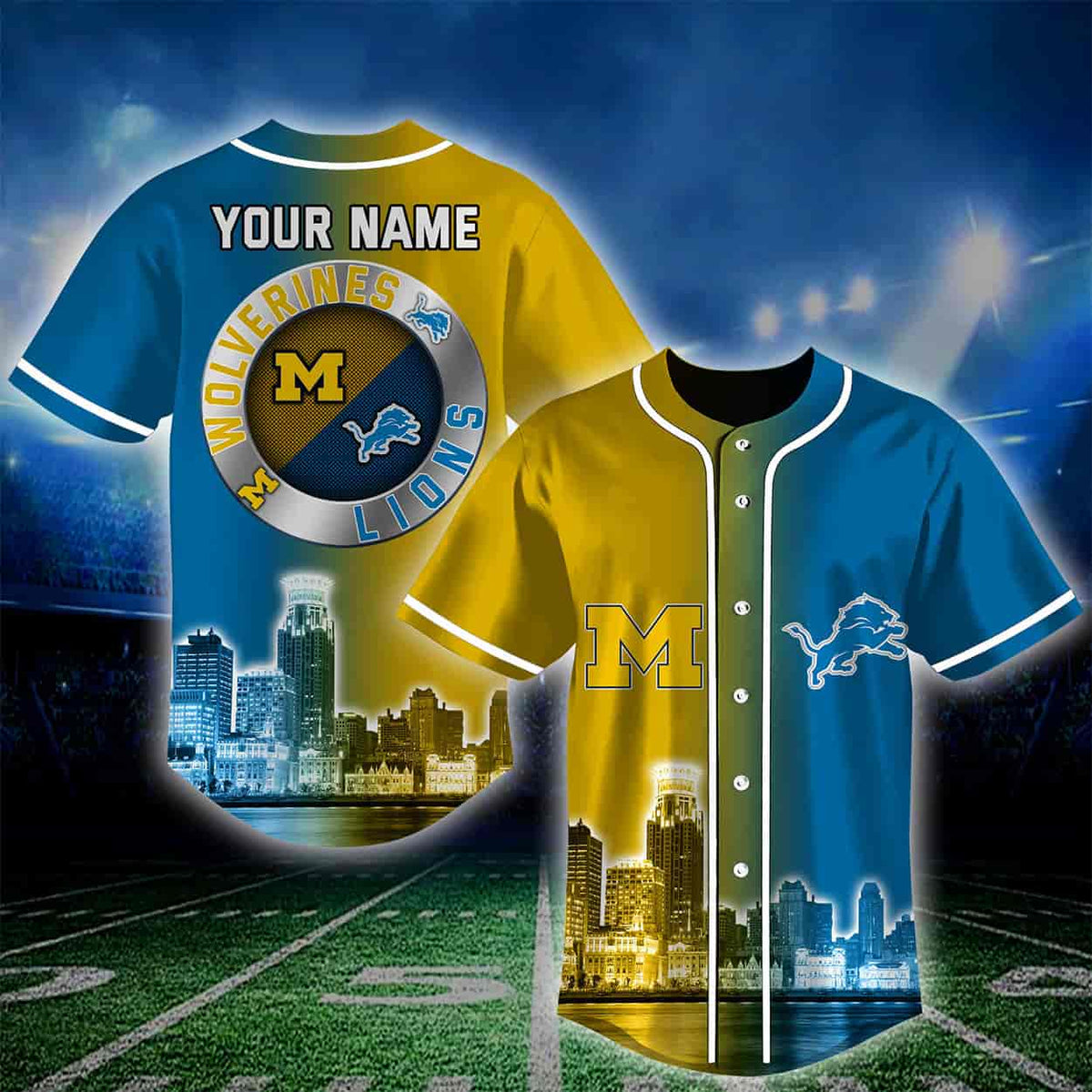 2025 Wolverines x Lions Skyline Baseball Jersey