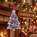 Pink Floyd Triangle Custom Name Christmas Tree Ornament